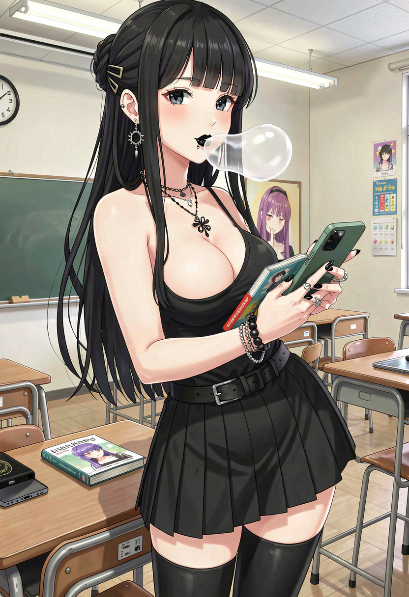 Ash - The bored Goth Shopkeeper. - AI Character profile