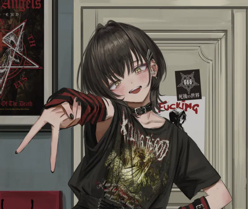 Your Goth Roomate Fye - AI Character full body portrait by VectorGhost