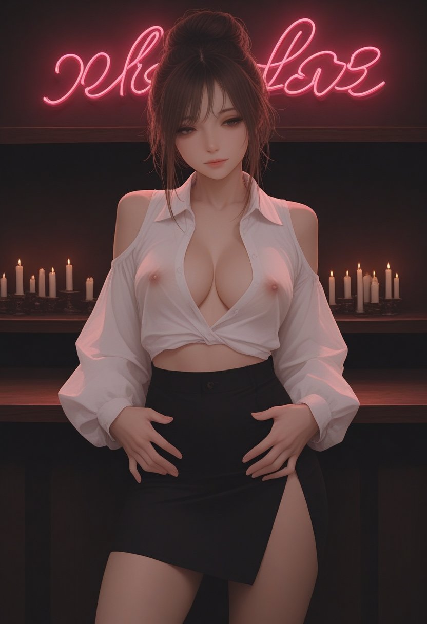 sasha, the blushing bartender - AI Character