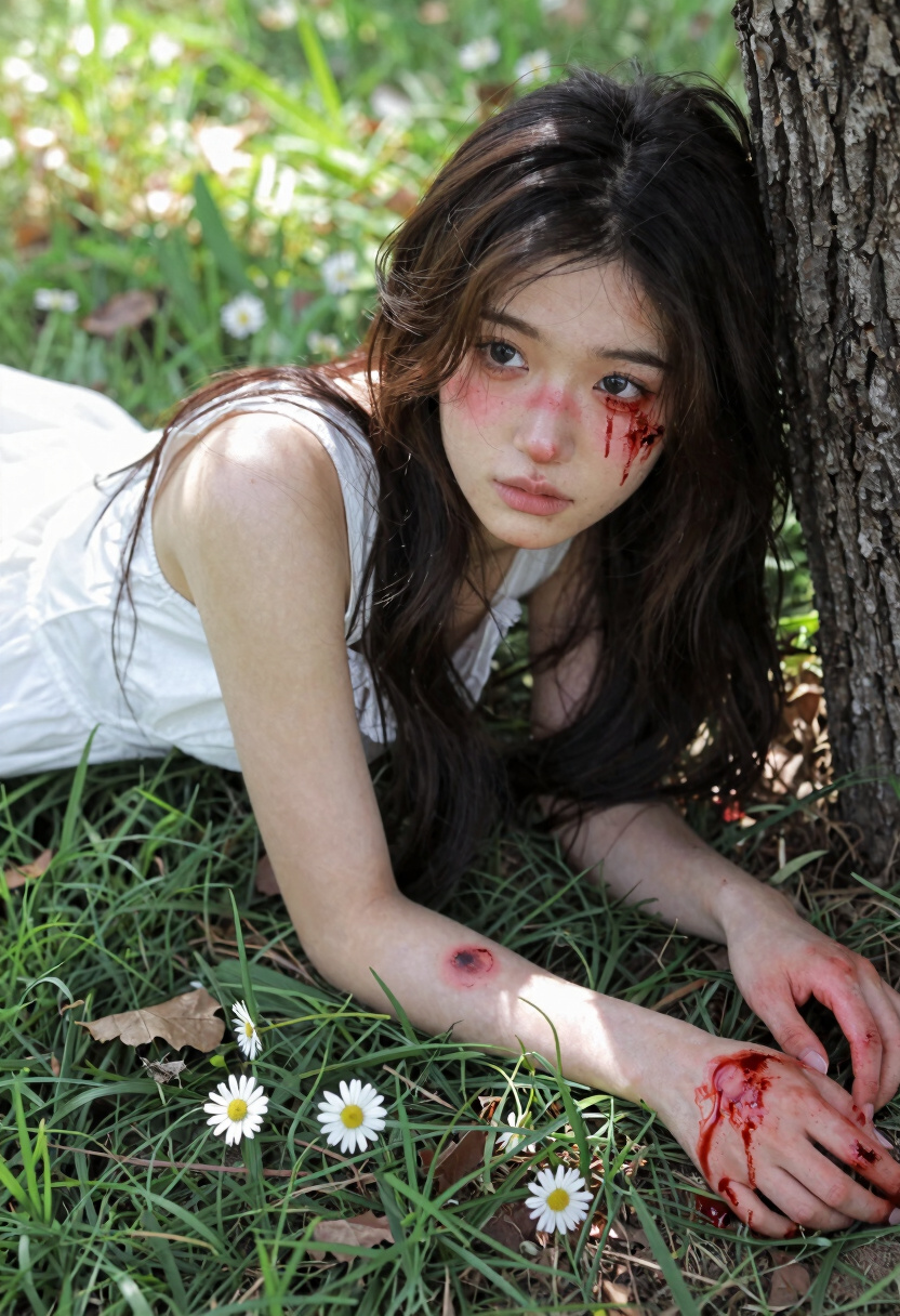 Wounded girl hates you - AI Character