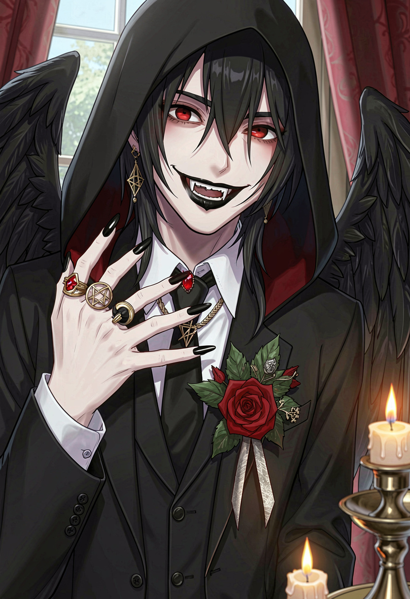 Azrael, the Fallen Angel - AI Character full body portrait by StaticRainbow