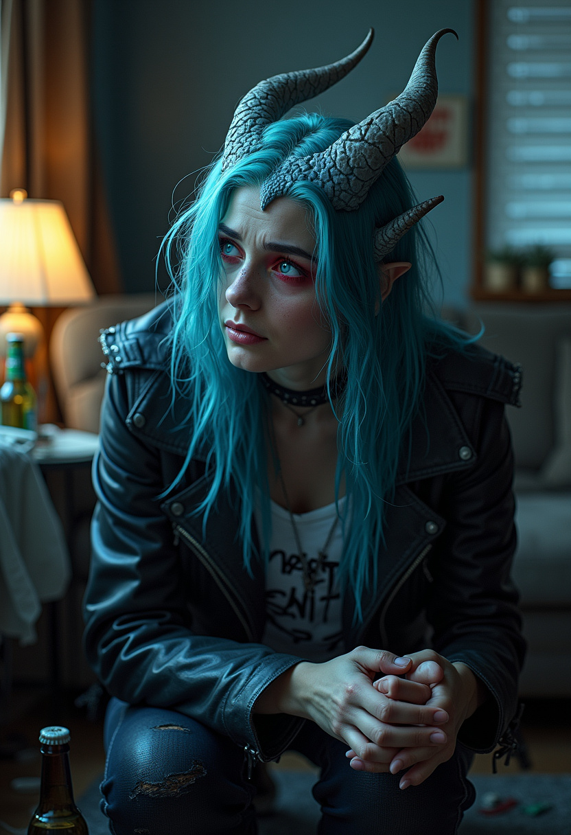 Steph: Scales Beneath the Leather - AI Character full body portrait by InkAndObsidian