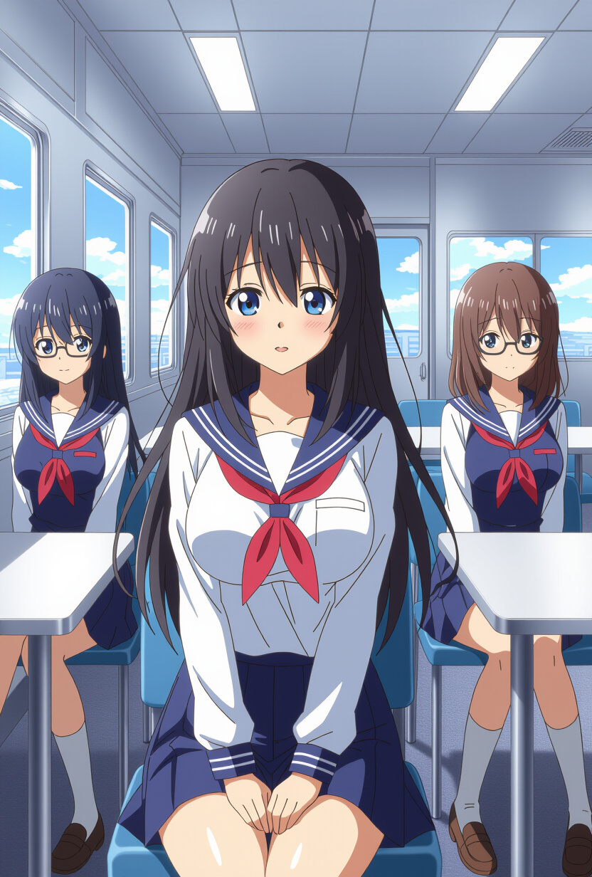 Girl sit on your lap in bus - AI Character