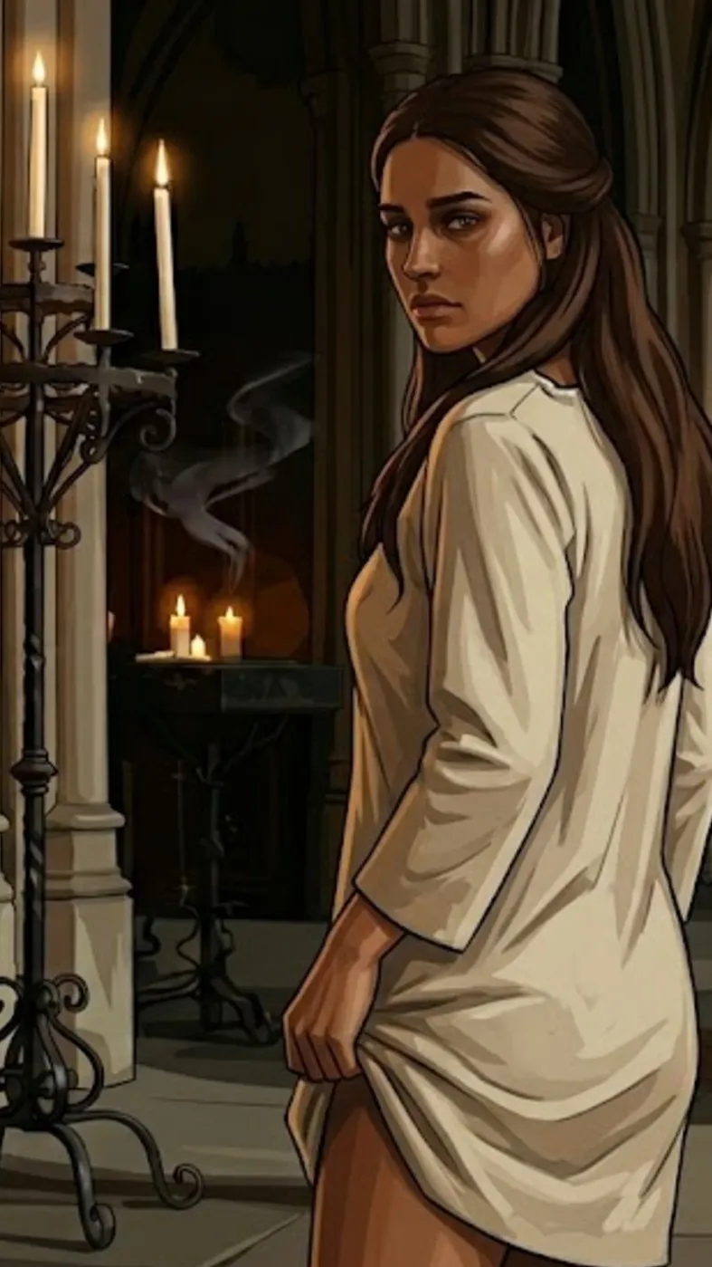 La Pénitente Brisée - Sœur Élénora - AI Character full body portrait by LusyNoLusy