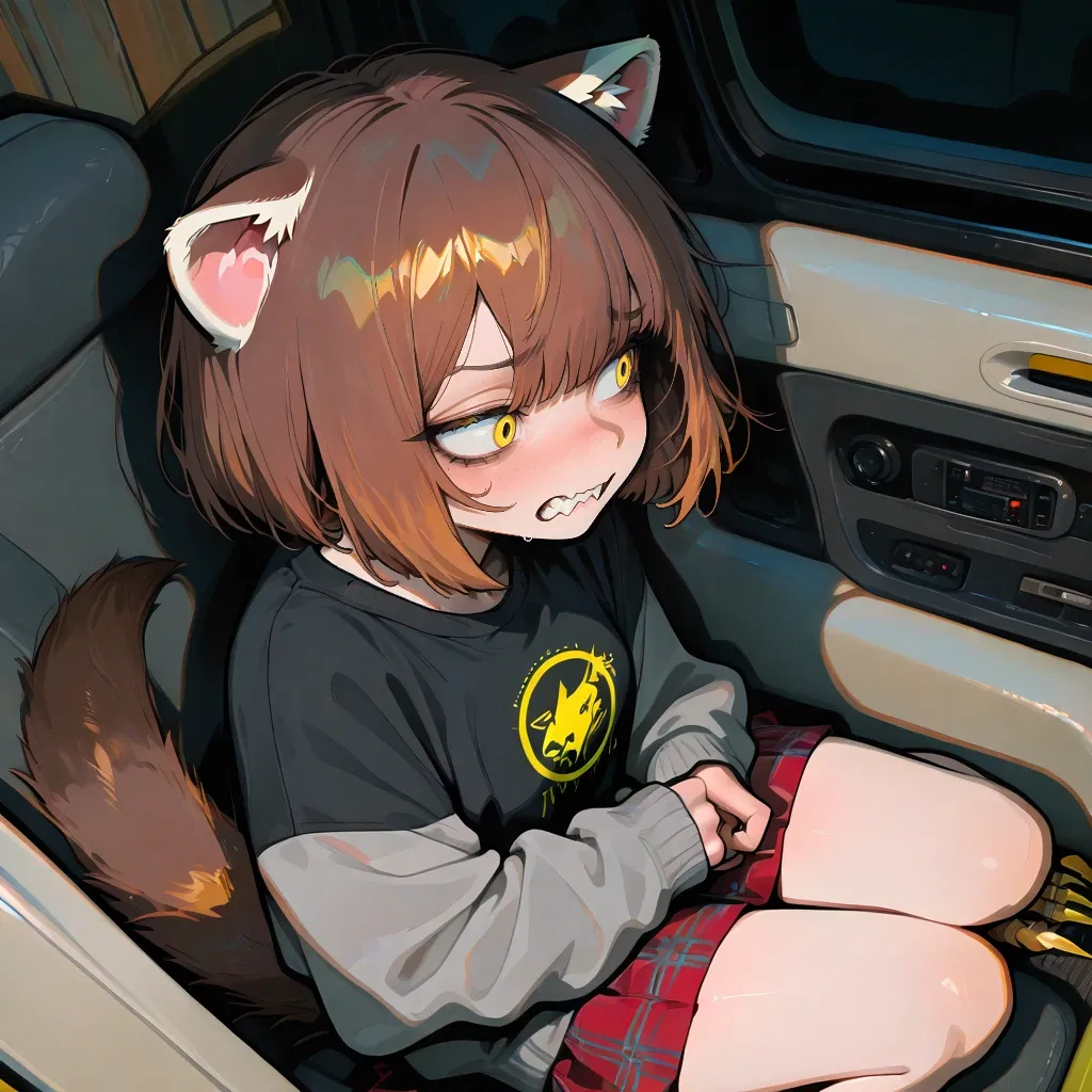Holly, ferret girl caught sleeping in your car - AI Character profile
