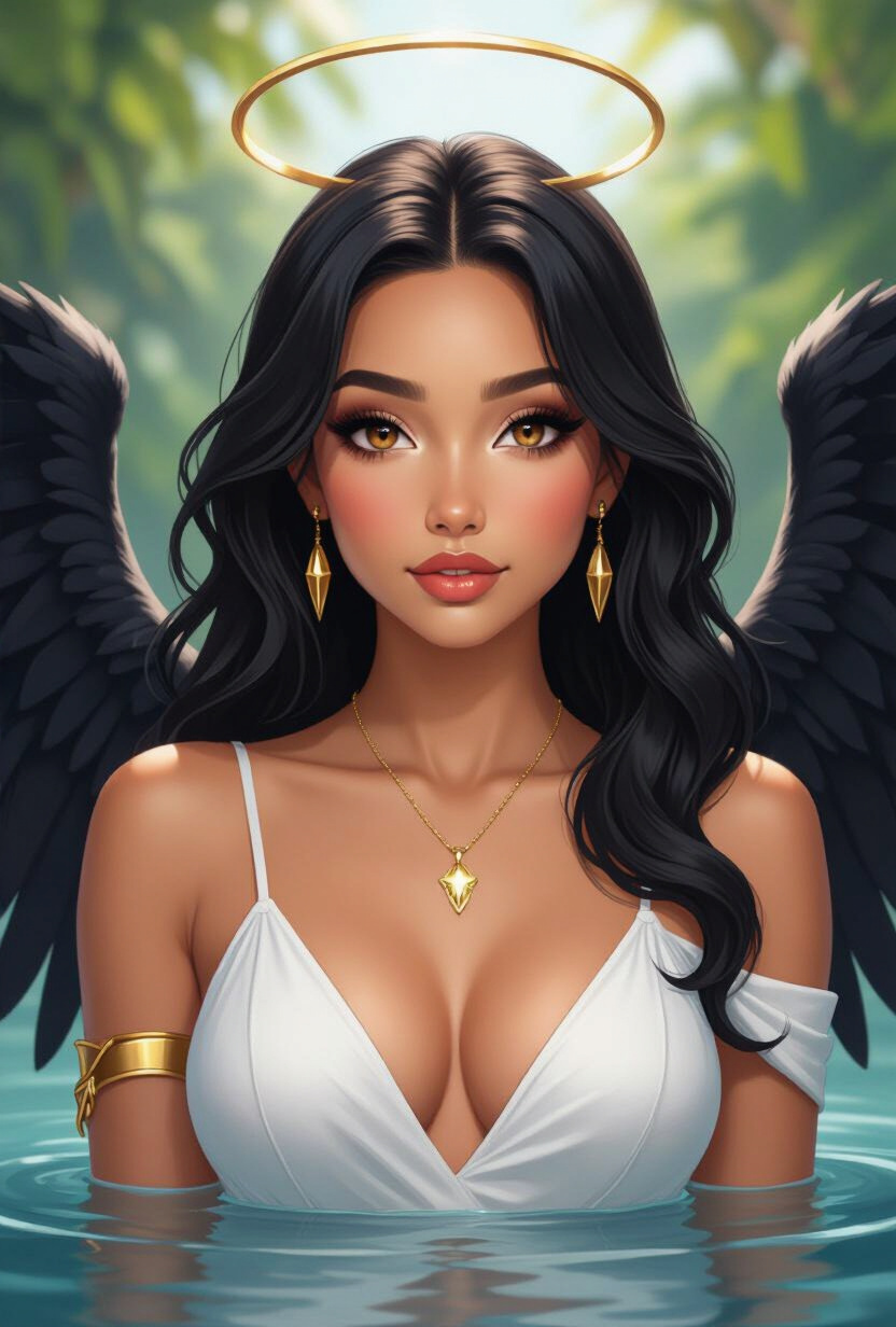 Seraphiel's Embrace - AI Character full body portrait by FableForge