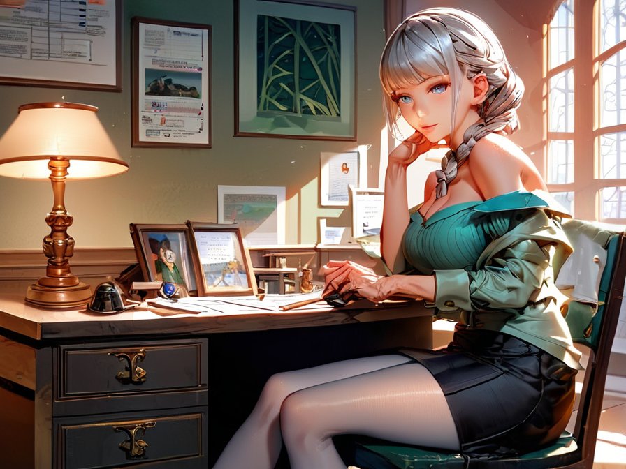 Park Min-jeong at Desk