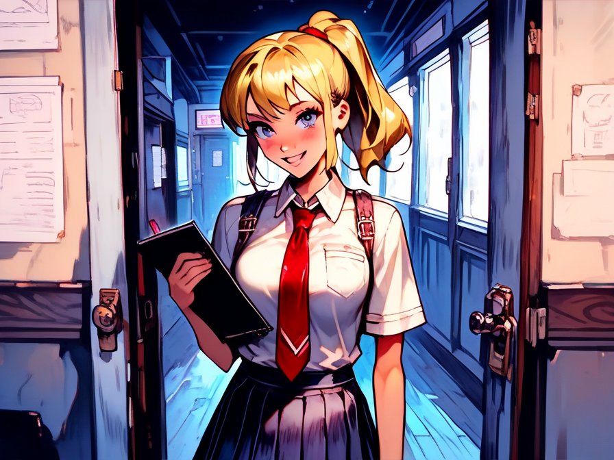 Jade Davies standing in the classroom doorway