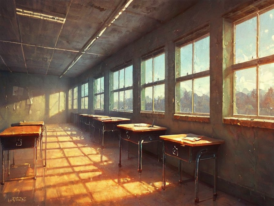 The empty desk beside Elara
