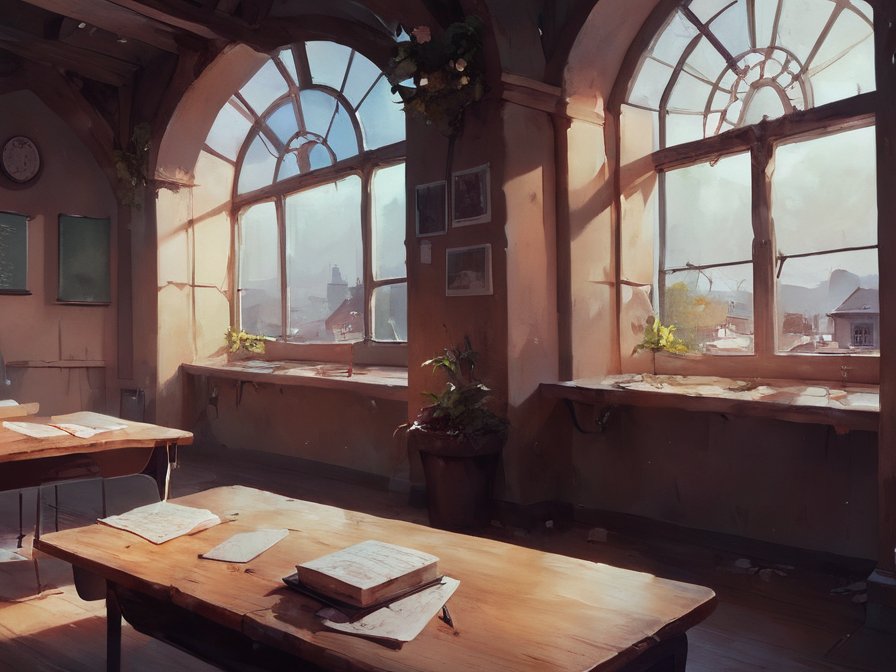The sunlit corner by the windows